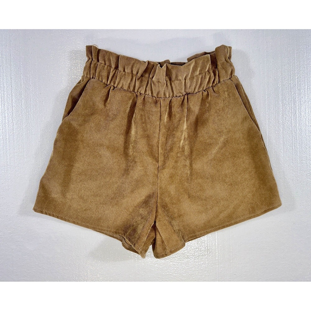 Blue Blush Corduroy Paperbag Shorts Womens Small Tan Excellent Condition Boho